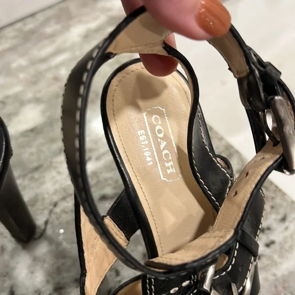 Coach size 7 black strappy heels. Worn twice, super sexy! - Picture 2 of 6